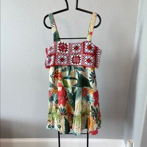 Anthropologie Farm Rio Multicolor Crochet Dress